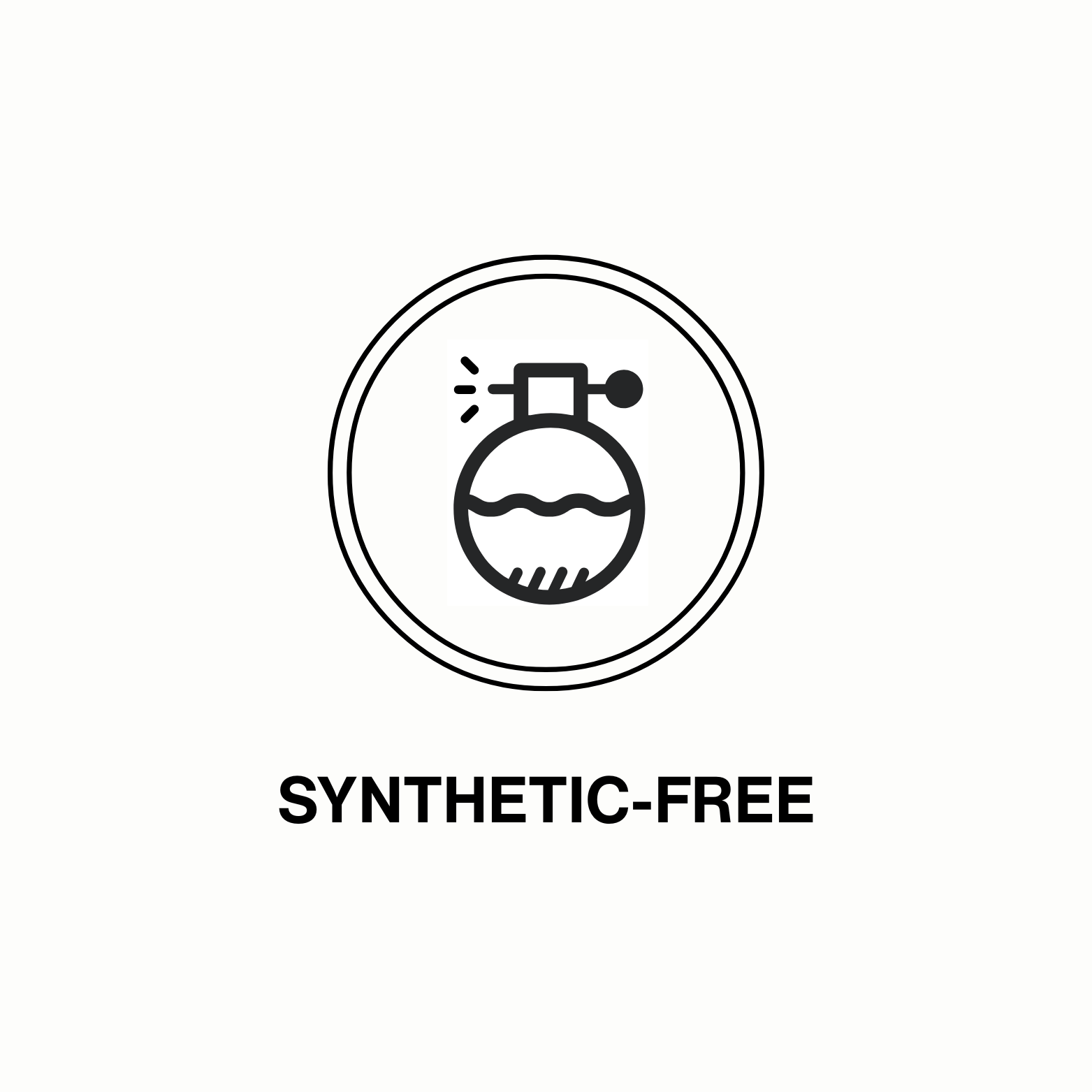 Icon of a perfume bottle with 'SYNTHETIC-FREE' text below.