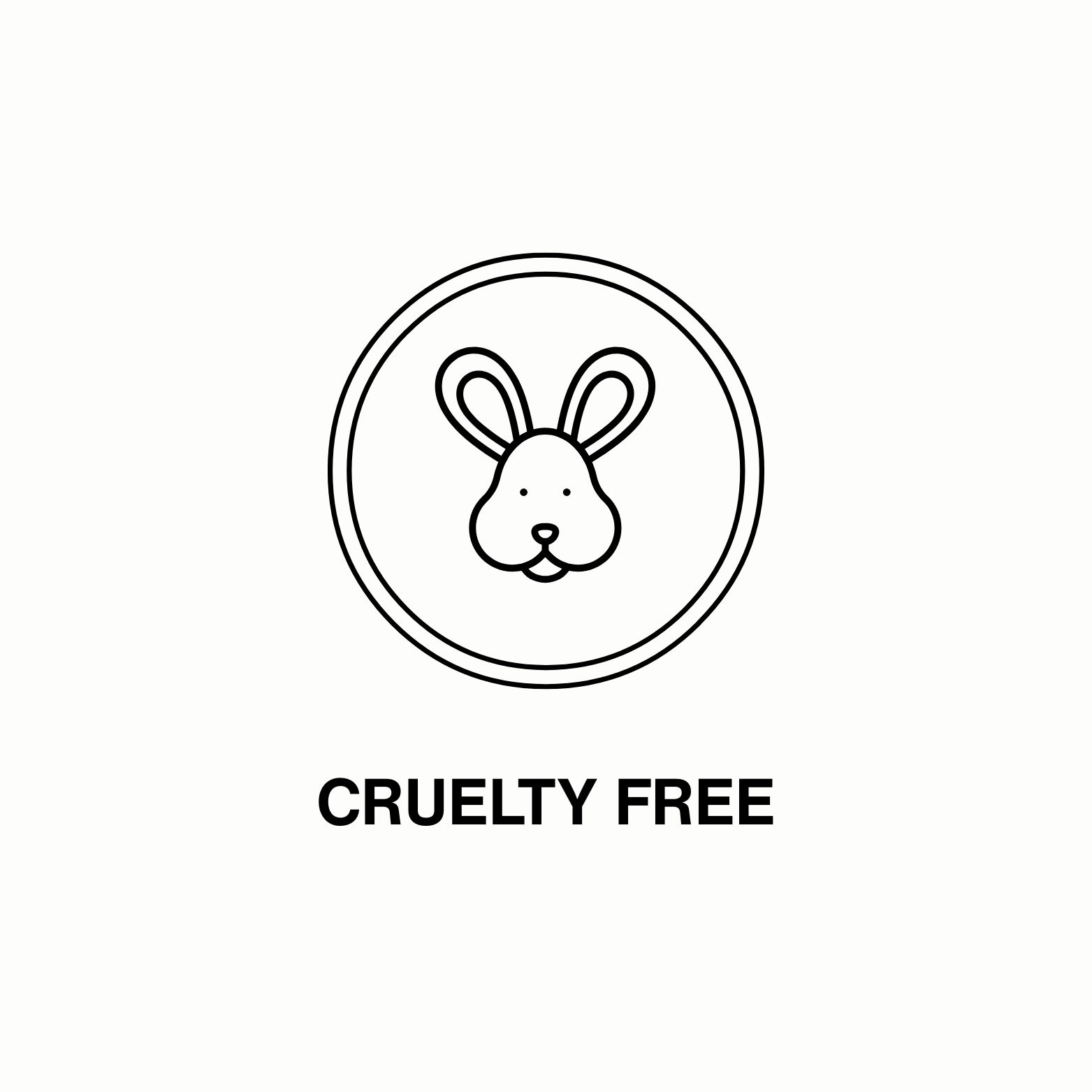 Line drawing of a rabbit in a circle with 'Cruelty Free' text below.