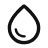 A simple black outline icon of a water droplet with a small curved line inside.