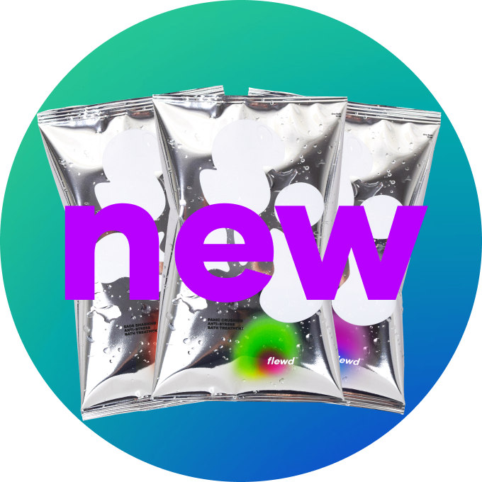 Three silver pouches with 'new' text on a blue-green gradient background.