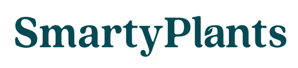 The logo for SmartyPlants, in teal text on a green background.