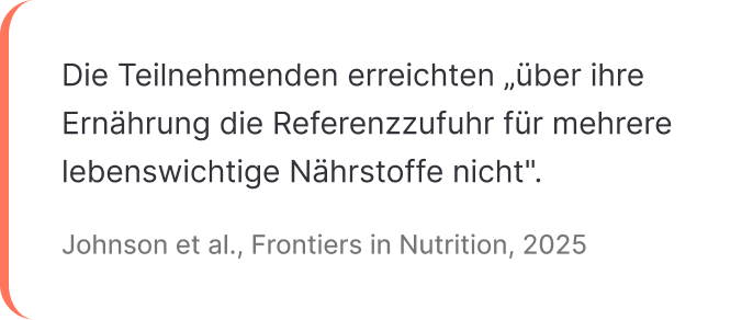 A quote in German about nutrient intake from a 2025 study by Johnson et al.