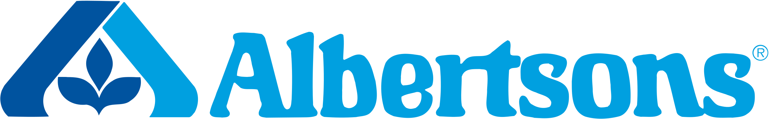 Albertsons logo with blue stylized 'A' and text.