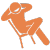 Silhouette of a person reclining on a chair, arms behind head.