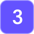 Purple square with a white number three in the center.