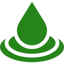 Green water droplet icon with ripples.