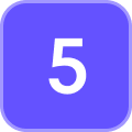 Purple square with a white number 5 in the center.