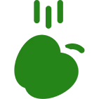 Green cloud icon with three vertical lines above it.