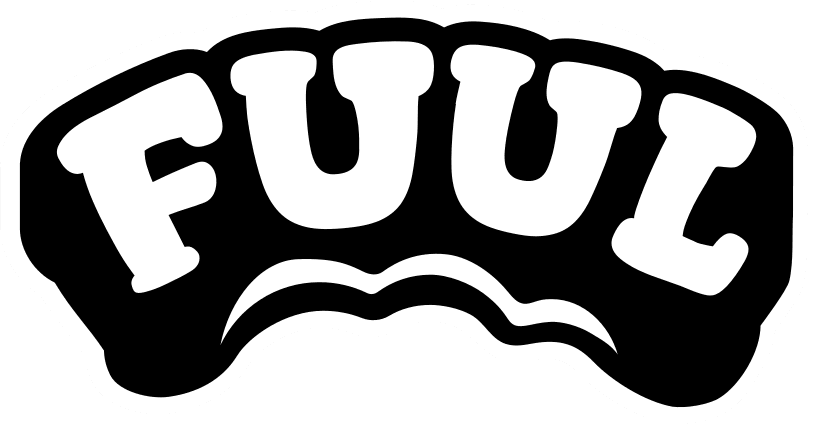 A black and white graphic of the word 'FUUL' in a stylized, rounded font resembling a frown.