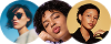Three overlapping circular portraits of different people.