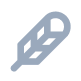 Gray feather icon on a white background.