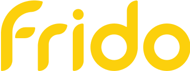 Yellow text logo spelling 'frido' on a transparent background.