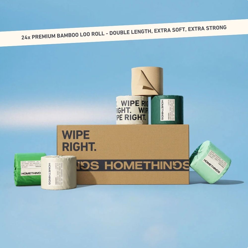 Various eco-friendly cleaning products on a blue background.