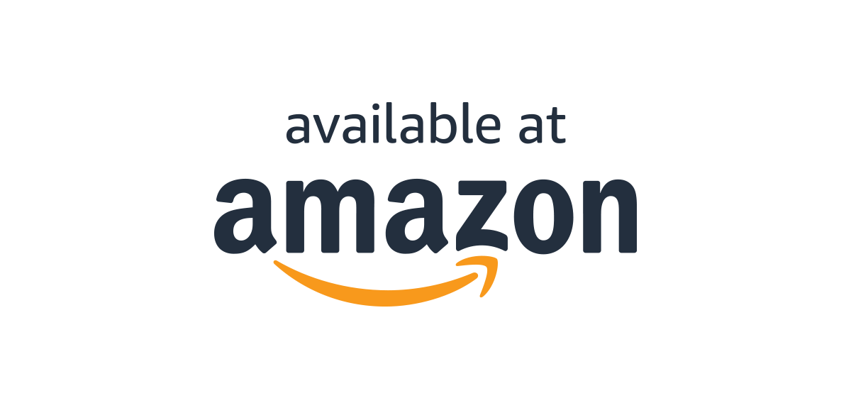 The text 'available at' above the Amazon logo with its characteristic orange smile-like arrow.
