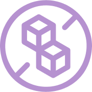 Purple icon with two cubes inside a circle.