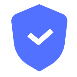 Blue shield icon with a checkmark in the center.