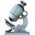 A small, low-resolution icon of a light blue microscope against a white background.
