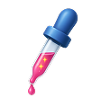 Illustration of a blue dropper with pink liquid and sparkles.