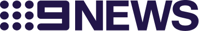 Logo of '9 NEWS' with purple text and dot pattern.
