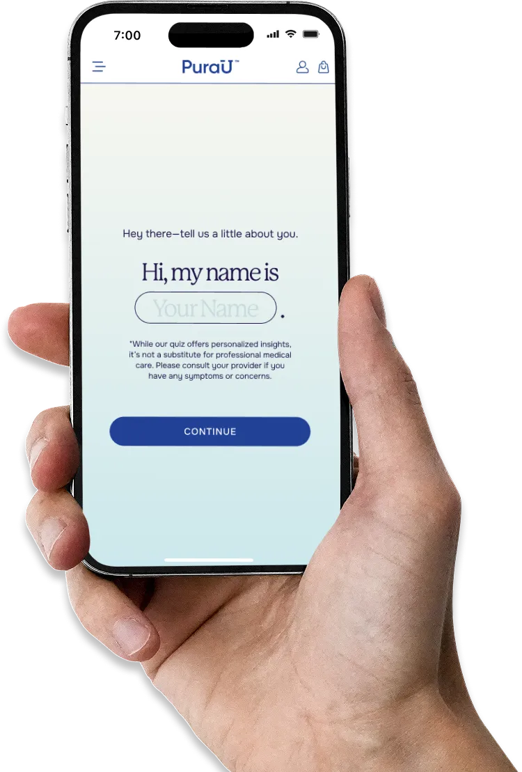 Hand holding a smartphone displaying a form with 'Hi, my name is.'