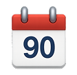 Calendar emoji with number 90 on it.