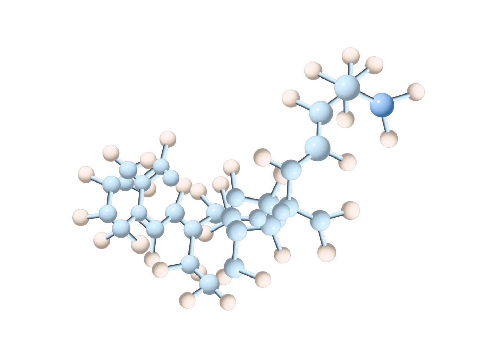 3D molecular structure with interconnected spheres on a green background.