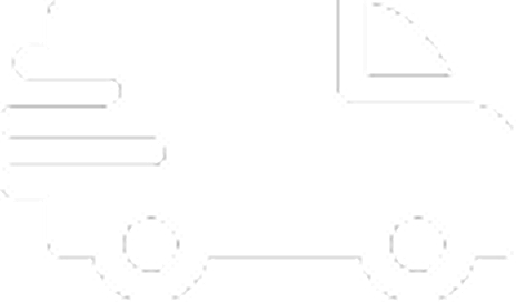 Silhouette of a delivery truck with motion lines.