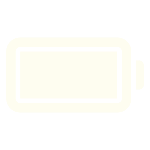 A simple off-white icon of an empty battery on a black background.