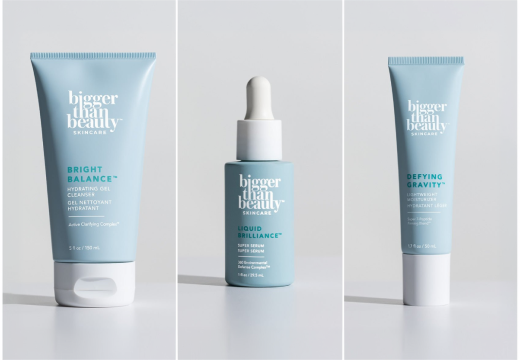 Bigger Than Beauty Liquid Brilliance Super Serum bottle on a light background