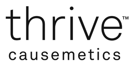 The Thrive Causemetics logo, with text in black sans-serif font on a white background.
