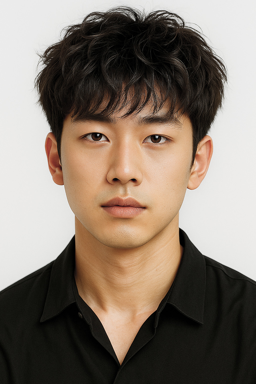 A headshot of an East Asian man with dark, styled hair, wearing a black t-shirt against a plain background.