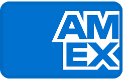 The American Express (Amex) logo on a blue background.