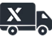 A dark grey icon of a delivery truck with a large white letter 'X' on its side.