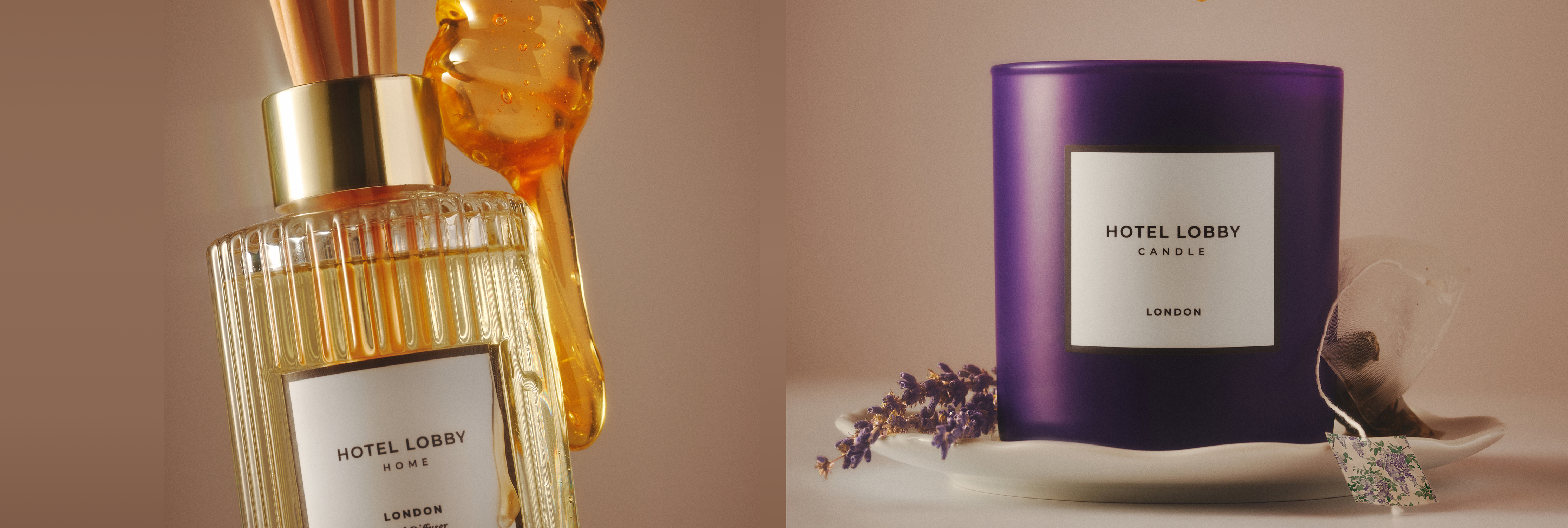 Hotel Lobby scented candle and room diffuser with decorative elements.