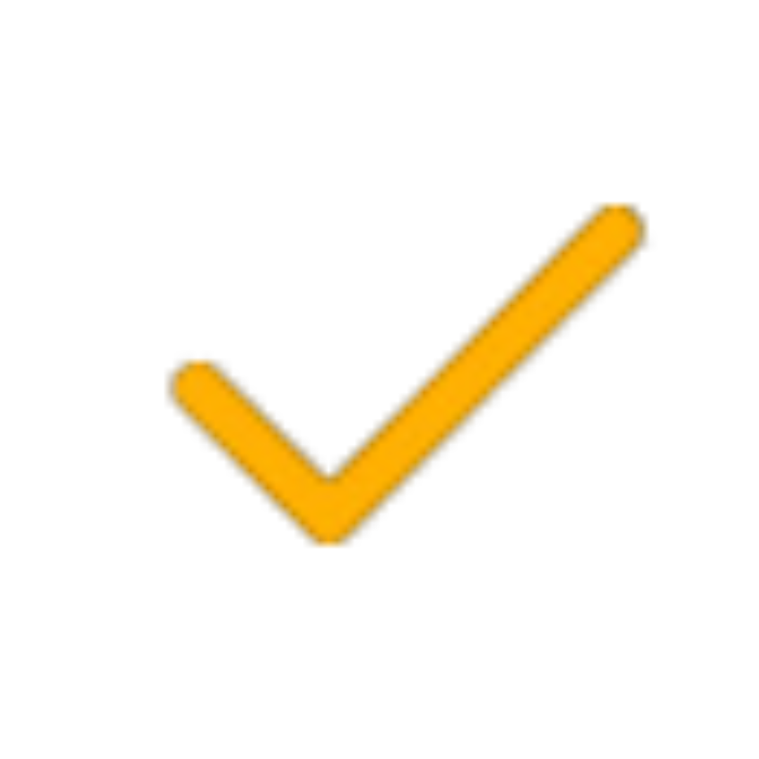 Yellow checkmark on a transparent background.
