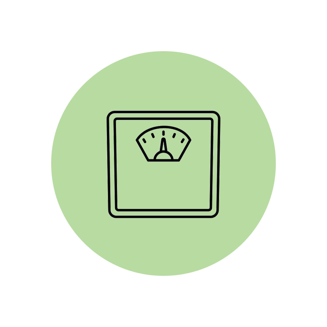 Illustration of a bathroom scale on a green background.