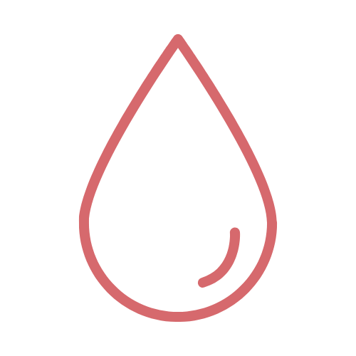 A pink line art icon of a single droplet.