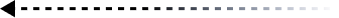 A left-pointing arrow followed by a dashed line that fades from black to white.