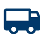 Simple blue truck icon on a white background.