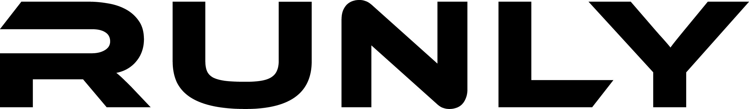 Bold black text reading 'RUNLY' on a transparent background.