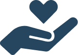 An icon of an open hand with a heart floating above it.