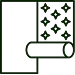 A line art icon of a roller applying star-patterned wallpaper to a surface.