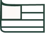 A simplified, stylized icon of the American flag with a dark green outline.