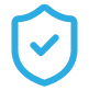 A light blue shield icon with a checkmark in the center.
