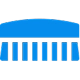 A simple blue icon of a brush or comb.