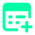 A green, blurry icon of a calendar with a plus sign in the bottom right corner.