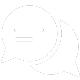 Two overlapping speech bubbles, one with three dots, in black and white.