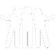 Silhouette of three people with arms around each other.