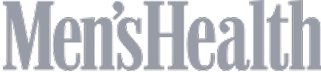 'Men's Health magazine logo in gray text on a transparent background.'