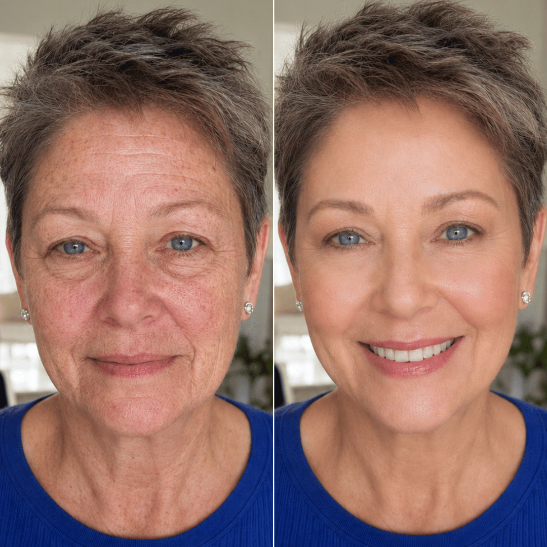 Before and after complexion comparison